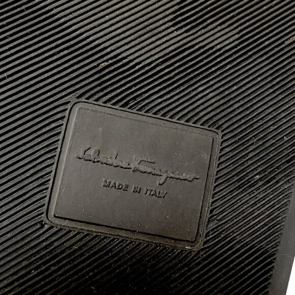 Salvatore Ferragamo Logo Slides Size 6 Designer Sandals Black Gold - Picture 9 of 12